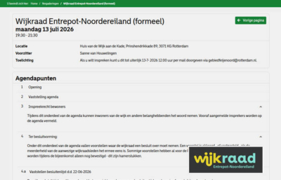 Agenda Wijkraad 13 juli 2026