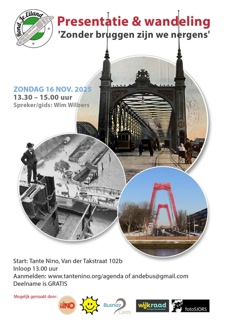 Poster: ZONDER BRUGGEN ZIJN WIJ NERGENS  Verhalen Noordereiland - 16 nov. 2025